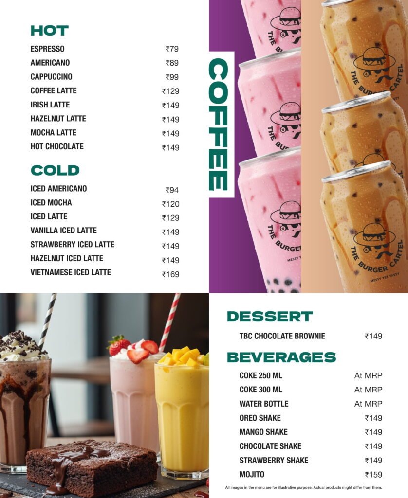 Beverages menu page